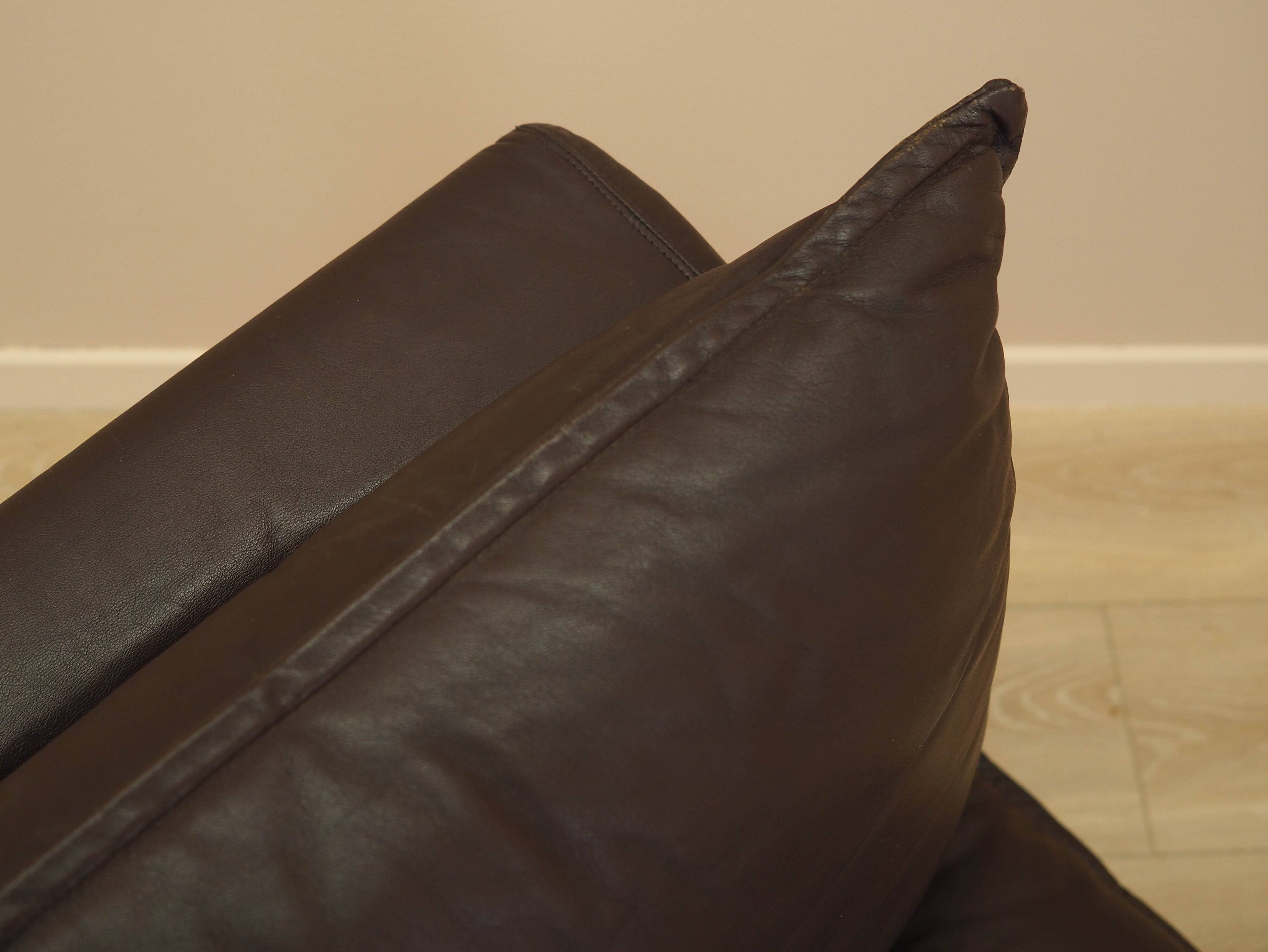 Brown leather armchair, Italian design, 1960s, production: Italy