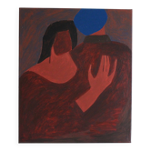 Figurative painting couple "near you" on stretched canvas.