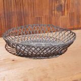 flat basket cut center table in woven metal