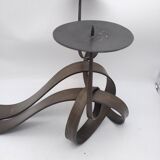 Bougeoir brutaliste en métal effet bronze .