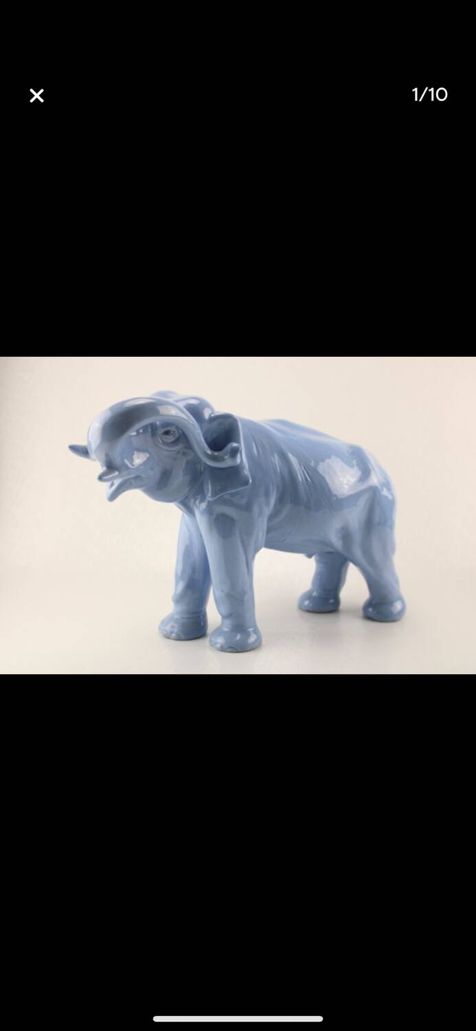 Light blue ceramic elephant