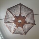 Scandinavian pendant lamp in wood and wire