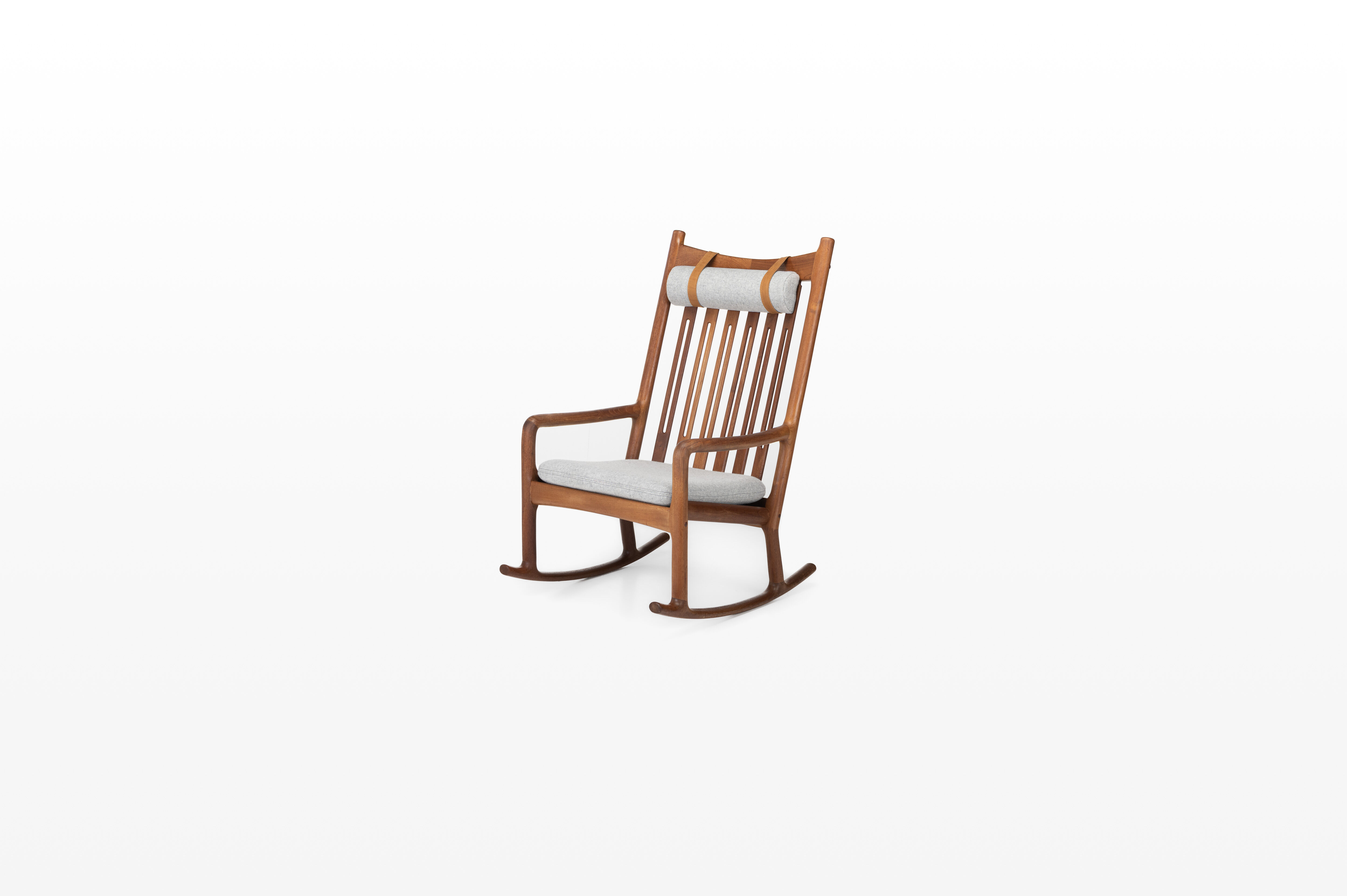 Rocking chair by Hans Olsen for Juul Kristensen in grey felt