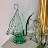 Pair of vintage blown glass candlesticks