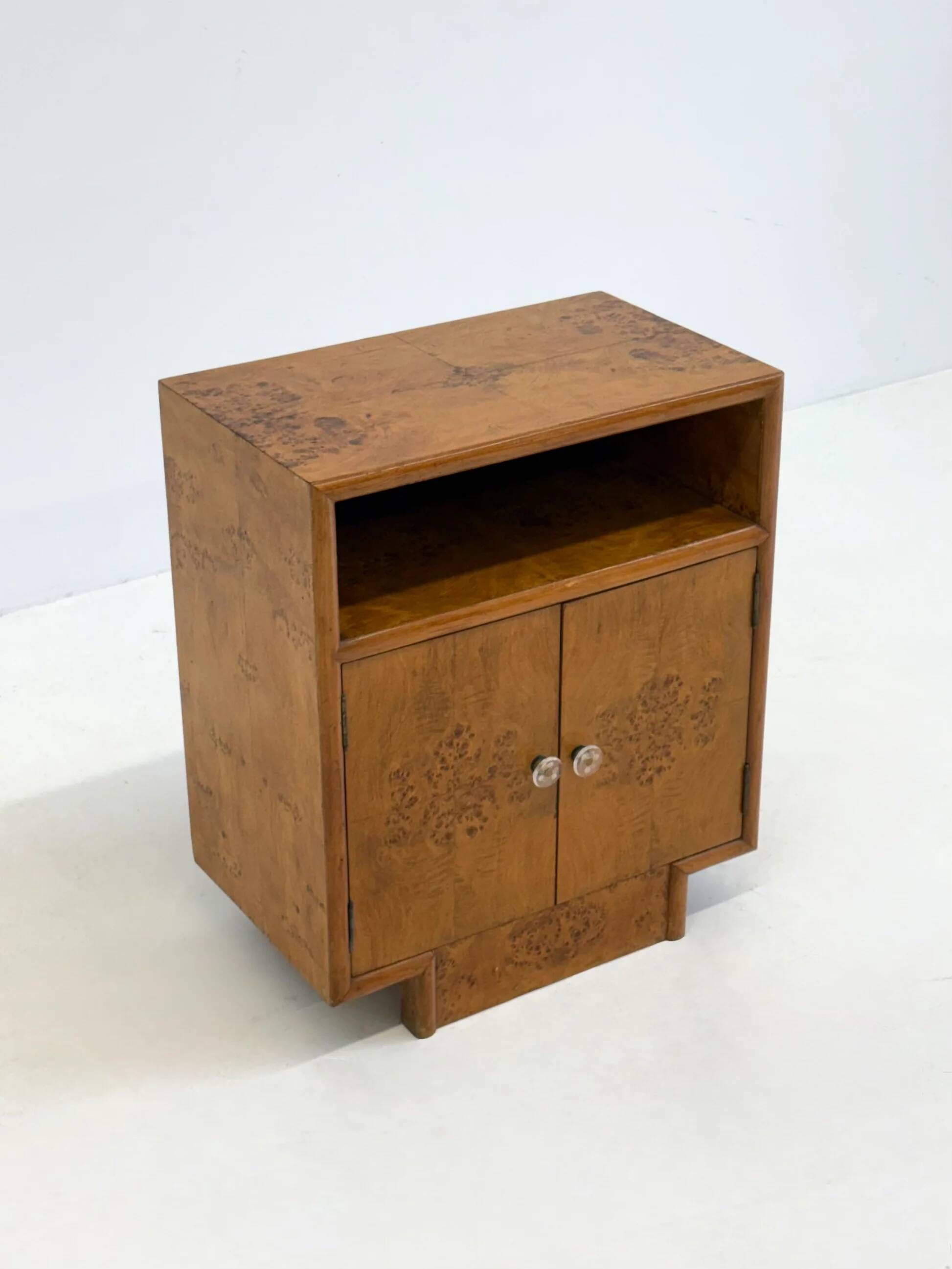 Set of two vintage Art Deco bedside tables with burl wood