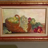 Oil on canvas-still life fruit basket