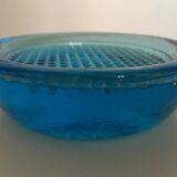 Cast glass moulded turqoise art deco mid century