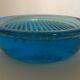 Cast glass moulded turqoise art deco mid century