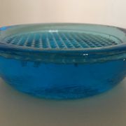 Pavé de verre moulé turqoise art déco mid century
