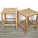 Paire de tabourets en bois et corde années 60