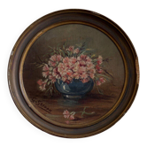 Round miniature by G. Grenon, bouquet of flowers, early 20th century