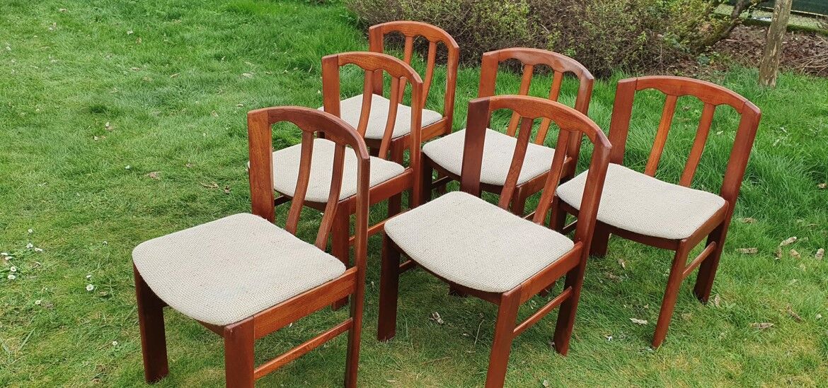 Set of 6 chairs in solid teak Roche Bobois 1960/1970