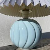 Ceramic pleated ball lamp in sky blue