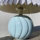Ceramic pleated ball lamp in sky blue