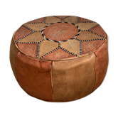 Vintage moroccan leather pouf