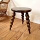 Vintage wooden tripod stool with turned legs