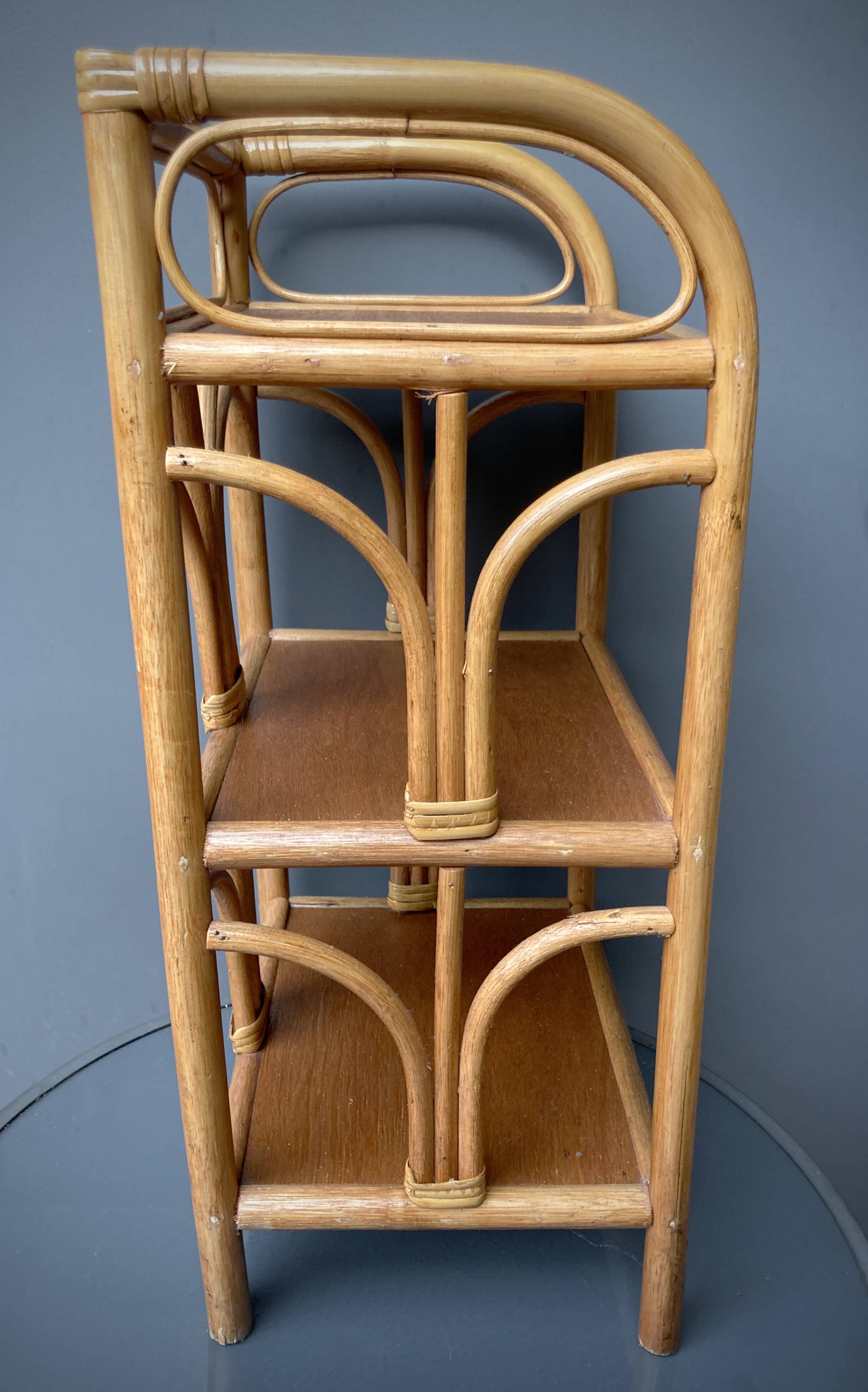 Vintage 3-tier rattan shelf