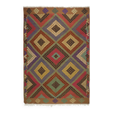 Large vintage multicoloured geometric Oushak kilim 297 x 203 cm