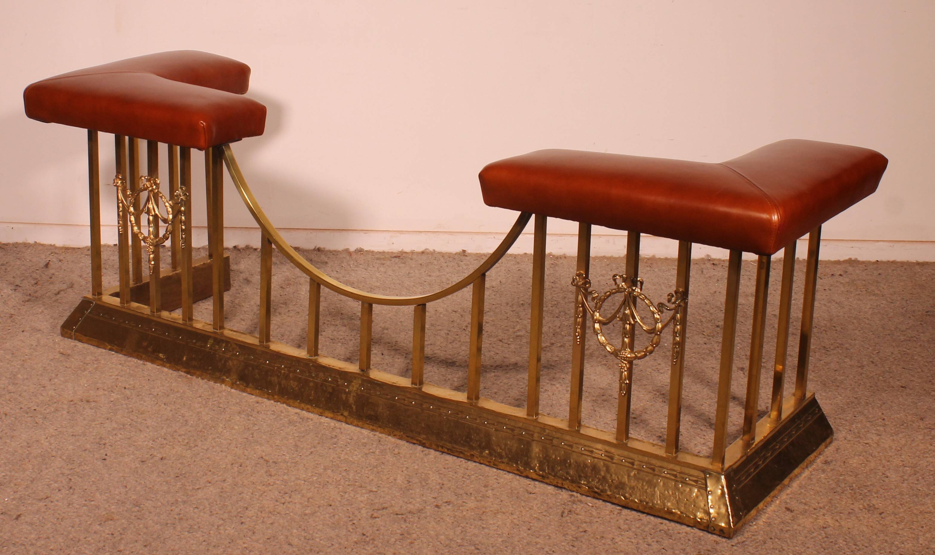 early 19th century fender club fireplace bench in brass and c