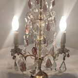 Lampe de table en bronze et cristal, France