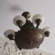 Antique bronze and alabaster 6-light chandelier, 1910