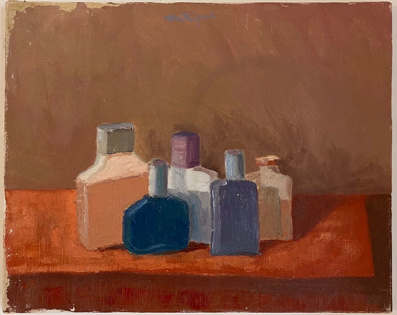 Old painting, still life with bottles, signed Milliquet (1896-1982)