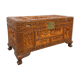 Vintage Chinese carved camphor wood chest on claw feet