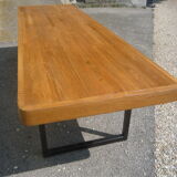 Coffee table style bench metal and oak circa 1950