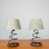 Paire de lampes ressort métal années 90
