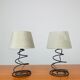 Pair of 90s metal spring lamps