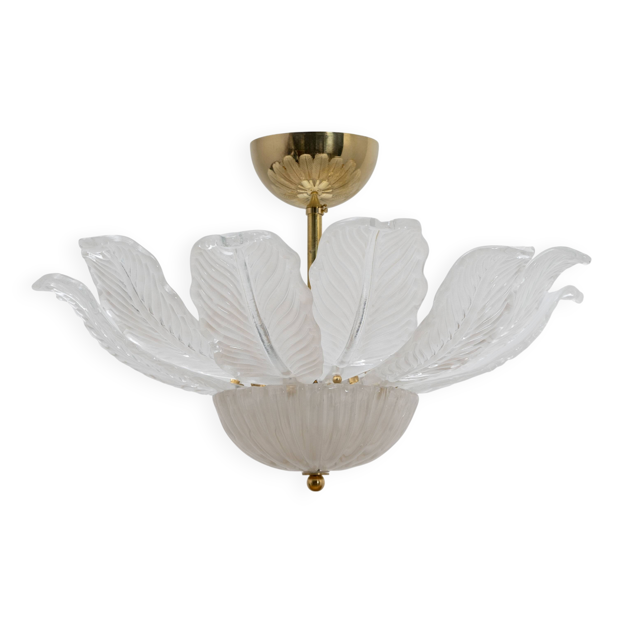 Murano Glass Ceiling Light with White Glass Flower-shaped Petals
