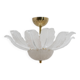 Lustre en verre de Murano avec des pétales en verre blanc en forme de fleur