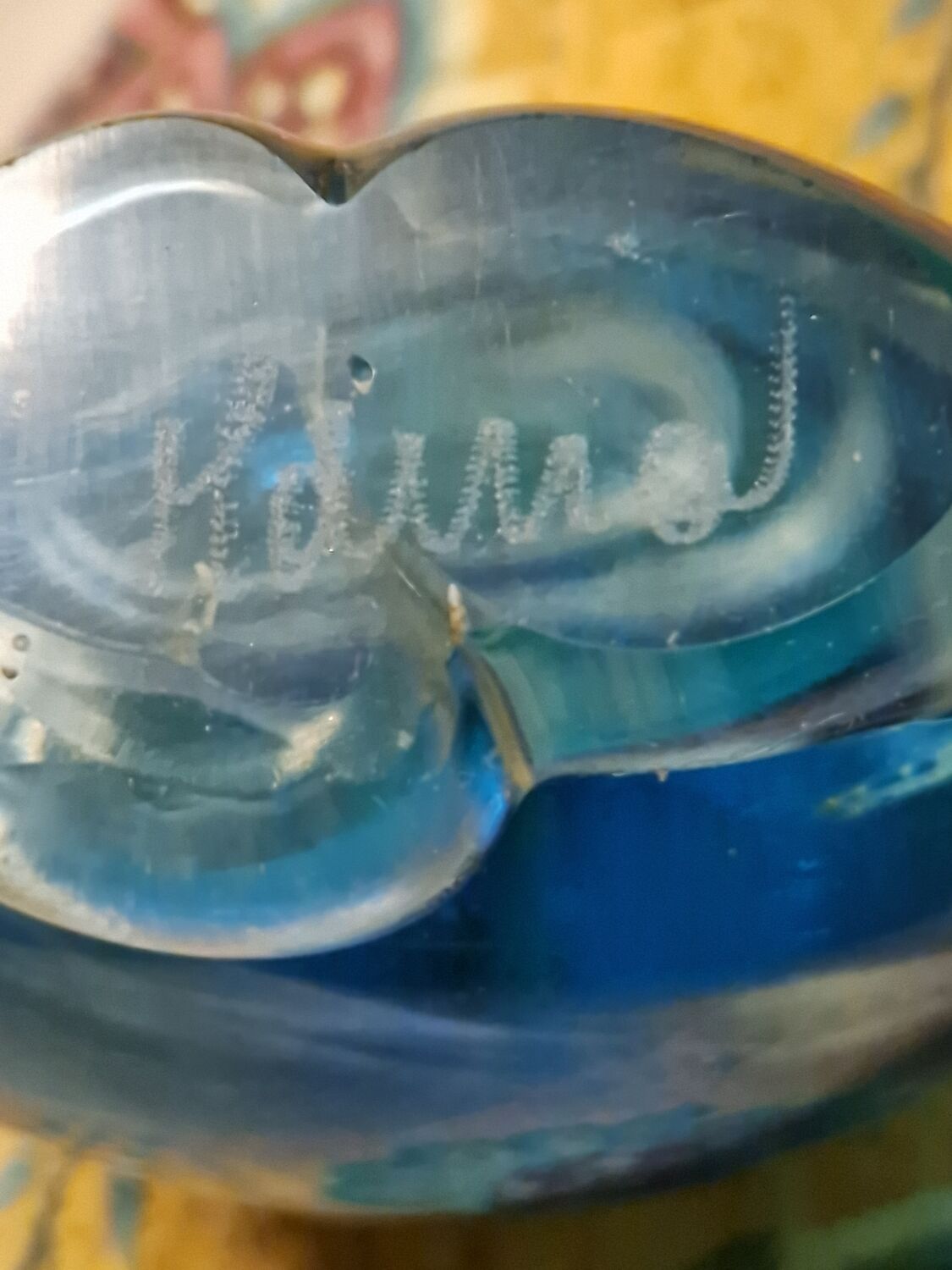 Blue vase signed MDINA Michael Harris