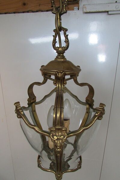 Lantern, chandelier 2 lights, glass and bronze