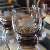 5 Engraved smoked glasses — 70s