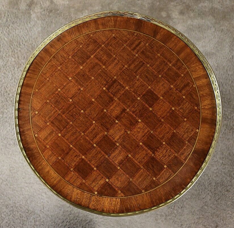 Small bouillotte table in marquetry – mid 20th century