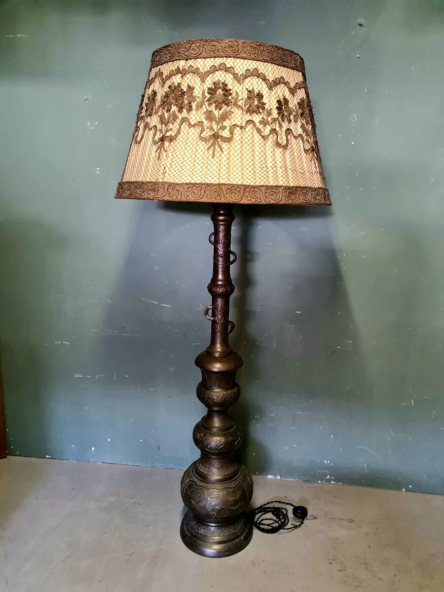 Lampadaire japonais en bronze Meji Période
