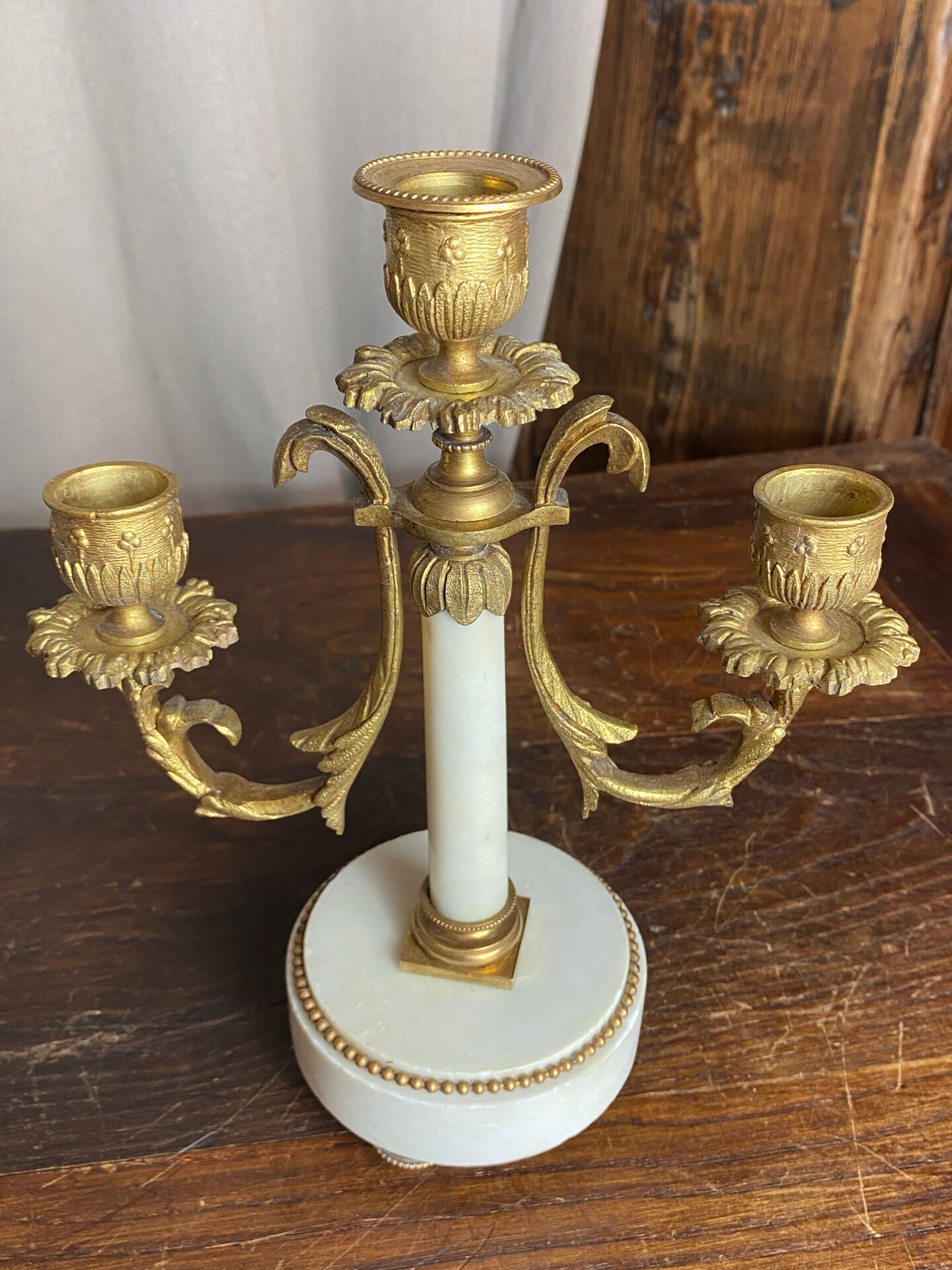Pair of bronze and marble candelabra, France, 19th century