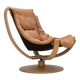 1980s, Scandinavian swivel armchair, furniture leather, bent wood.