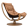 1980s, Scandinavian swivel armchair, furniture leather, bent wood.
