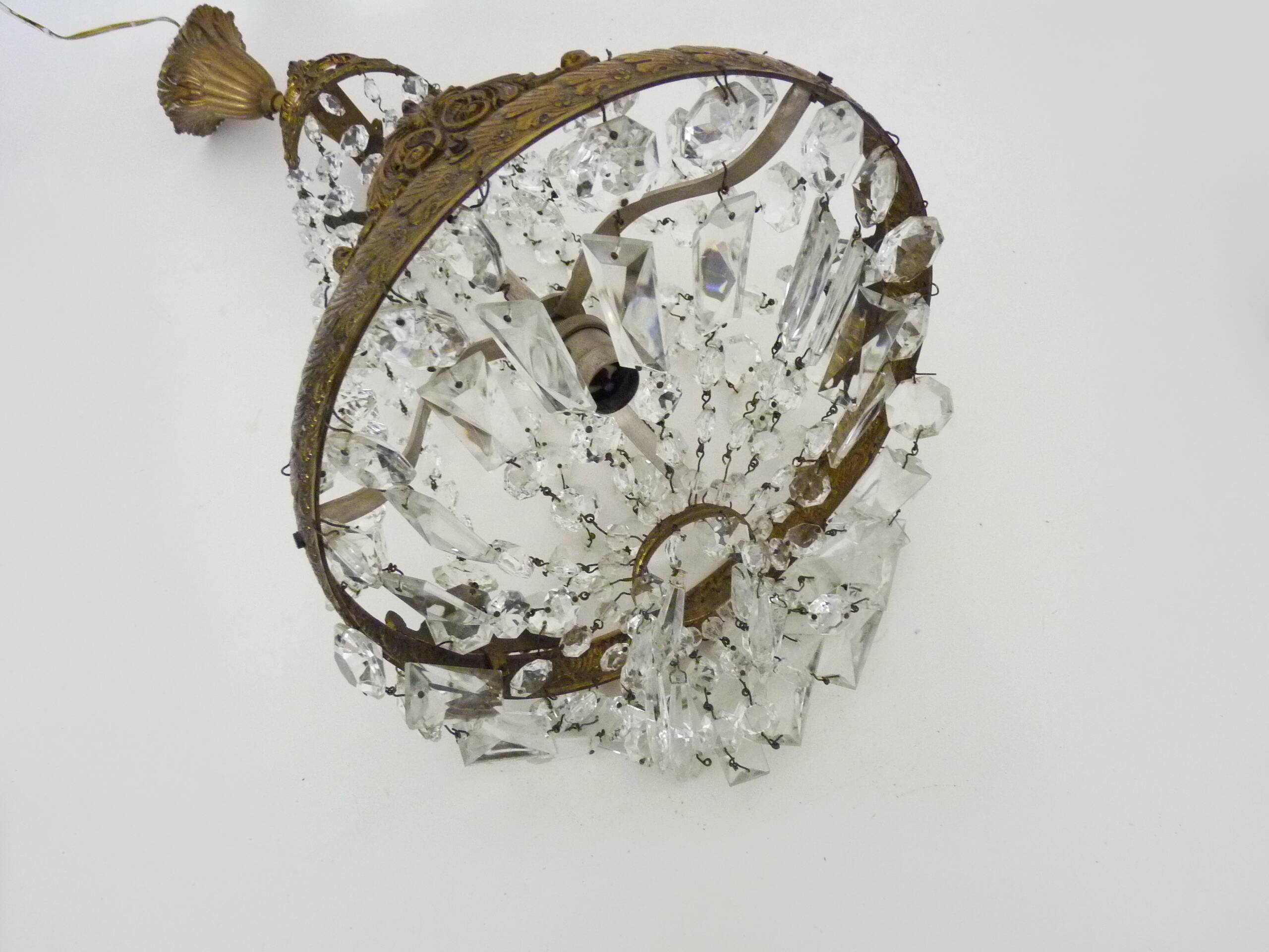 Vintage Italian balloon chandelier, glass pendants. 1950s 1960s.