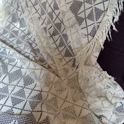 Dessus de lit en coton blanc , Ancien jeté de lit en crochet , couvre lit coton blanc