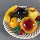 Fruit basket vintage braided ceramic slurry