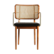 Light wood caning chair armrests red Edition caviar fabric