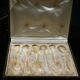 6 small spoons silver metal pink medallion