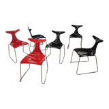 6 x Delfy chair by Gino Carollo for Ciacci Kreaty / Italy 1990s / 2 x red - 4 x black