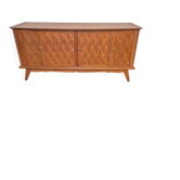 Enfilade 4 portes 1950-1960 pieds compas merisier