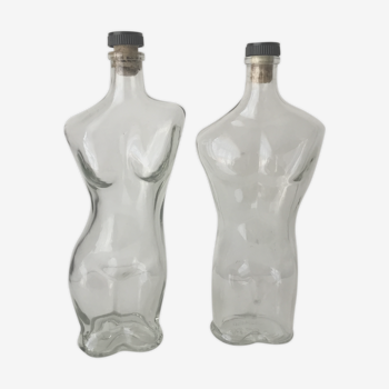 Duo of glass bottles