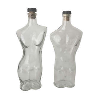 Duo of glass bottles