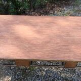 Vintage modernist table with metal tubular base